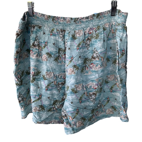 Disney Peter Pan Mermaid Lagoon Retro Challis Shorts Large Loose Fit Pleated GUC - Picture 3 of 10